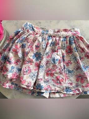 Calvin Klein Jeans Toddler 3T Pink, Blue Floral Ruffle Skirt with Under Shorts